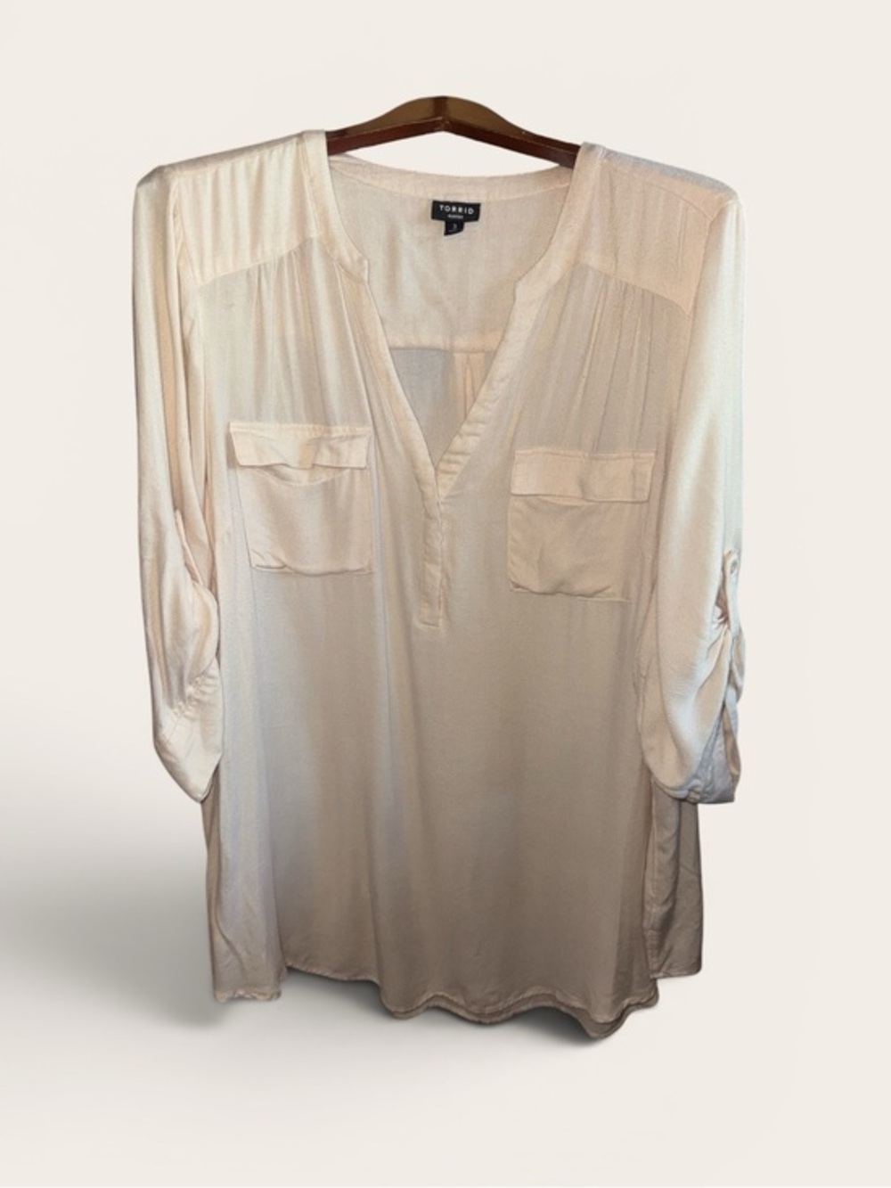 torrid HARPER Cream Split-Neck Utility Tunic with Front Pockets Women’s Size 3XL